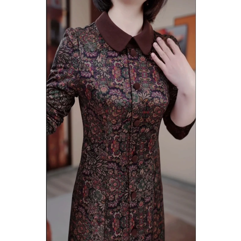 2024春季新款花色修身显瘦遮肉连衣裙气质高雅大气HR1073时尚
