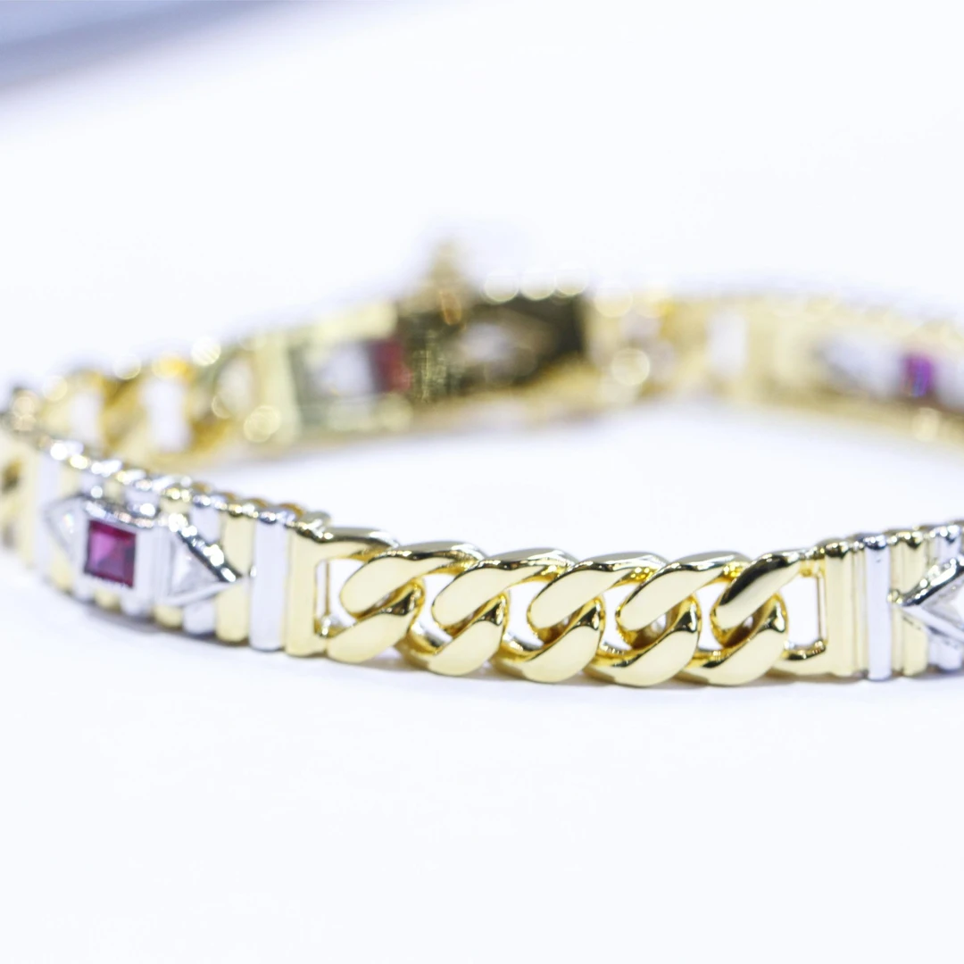 小红宝x Phoenix18K金红宝石镶嵌钻石手链18.5cm简约轻奢配SGL证