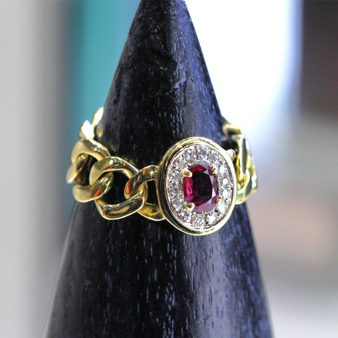 小红宝x Phoenix红宝石戒指18K金镶嵌环链戒臂链形设计独特时尚