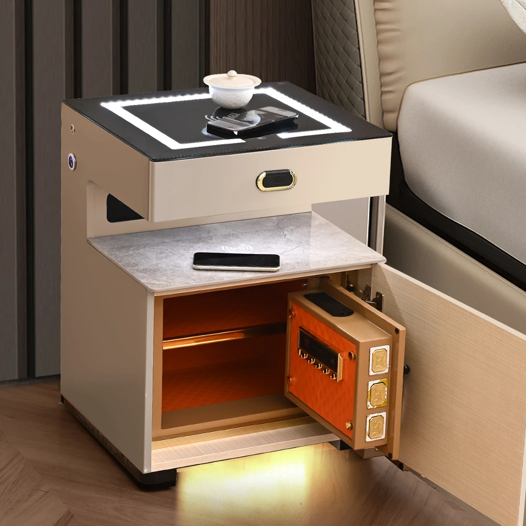 智能床头柜保险箱一体蓝牙音箱双无线充电保险柜家用防盗