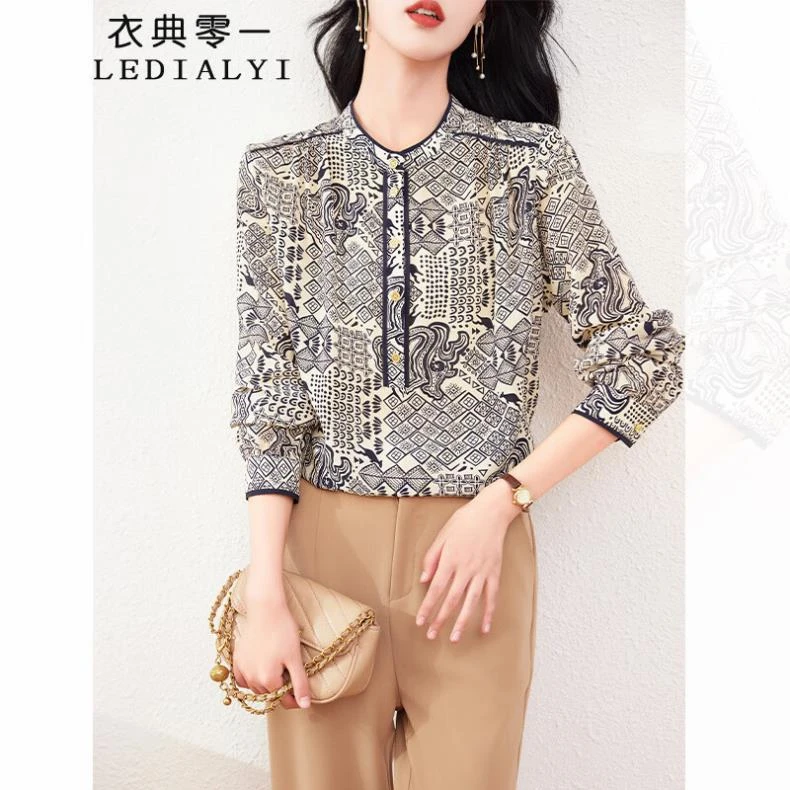 小众双绉真丝衬衫女春秋品质女装2025新款洋气桑蚕丝衬衣长袖上衣