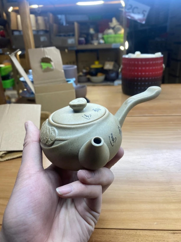 古朴清韵莲花如意侧把壶150毫升容量功夫泡茶壶精美补陶茶具