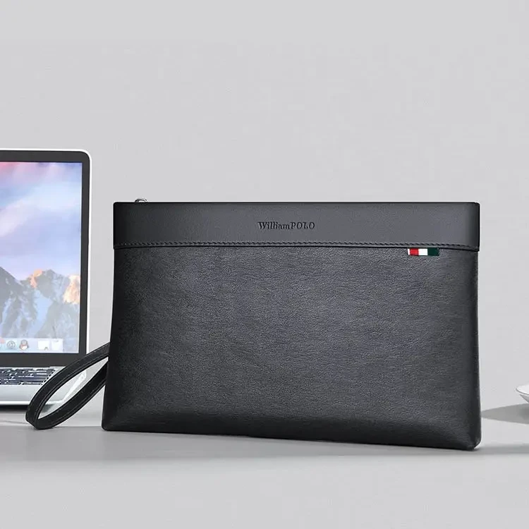 英皇保罗男士真皮手包时尚休闲潮流植鞣黑色百搭柔软手拿包商务