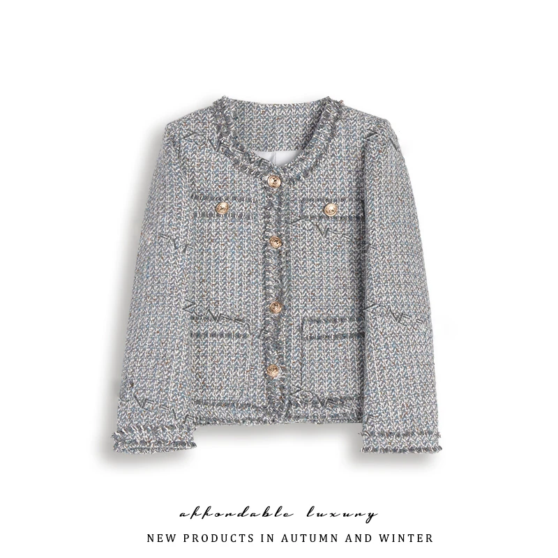 2024秋冬新款拉毛小香风外套百搭时尚休闲短外套女8701