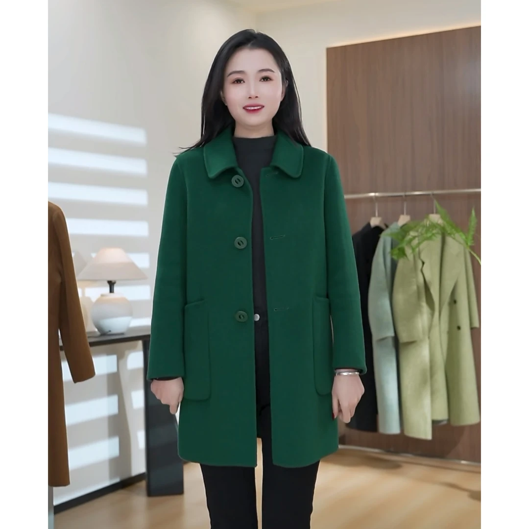 气质高端时尚双面羊毛大衣秋冬洋气时尚显瘦中长款外套 388（小雪）