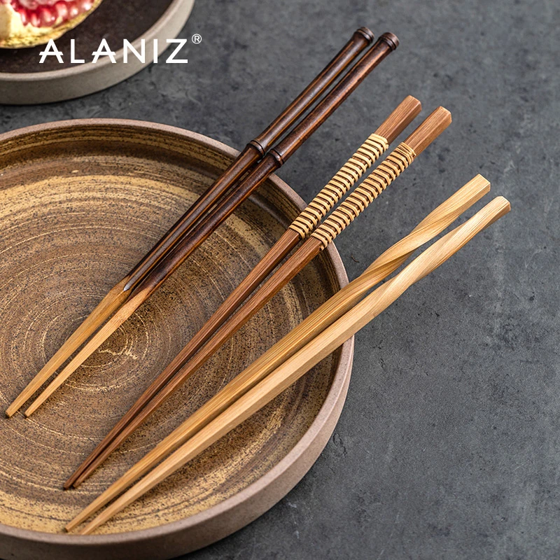 alaniz 创意尖头筷子家用 竹筷子天然无漆无蜡日式寿司筷