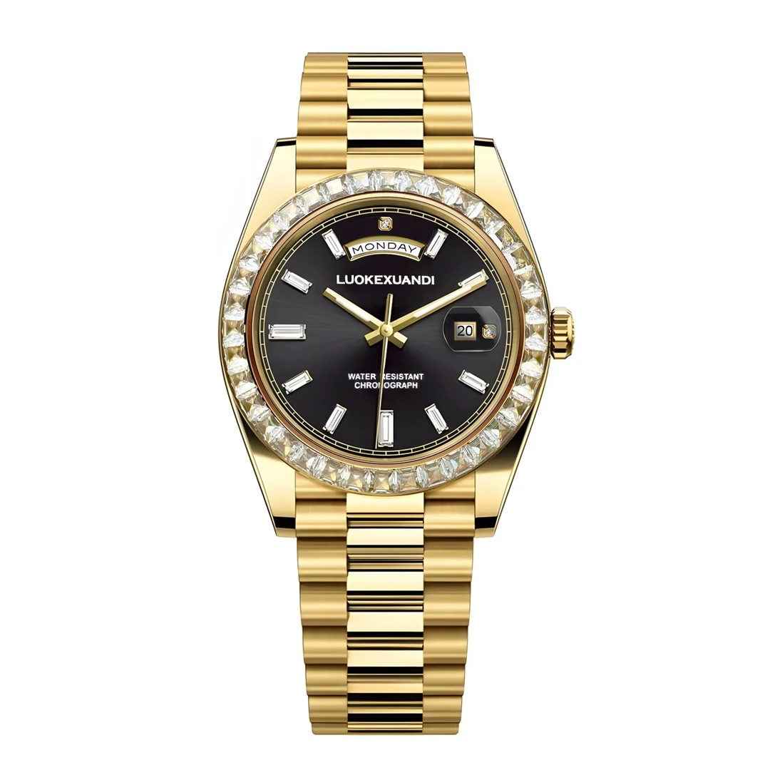 【澳门专柜】罗克轩迪/LK【黑冰糖】 满盘镶钻 蝴蝶卡扣 奢华腕表 G2