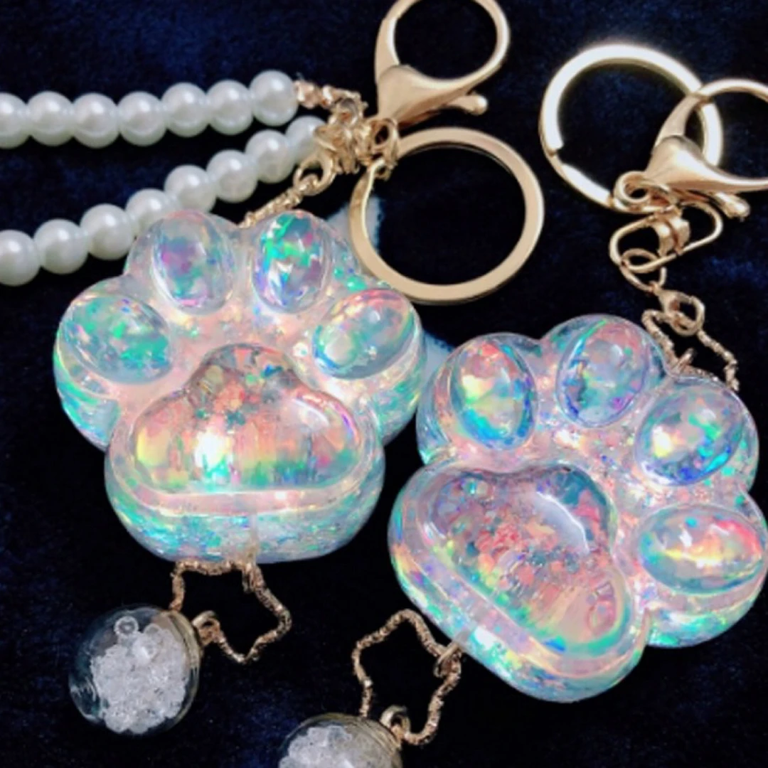 DIY手工制作滴胶猫爪钥匙扣 挂链猫爪挂件