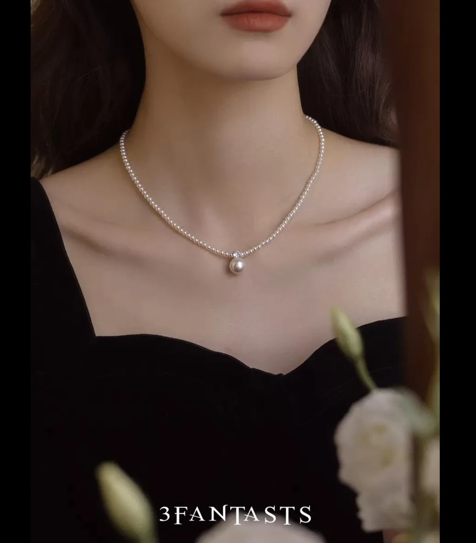 吊坠925银 气质轻奢法式戴妃吊坠锁骨链(3mm➕10mm)