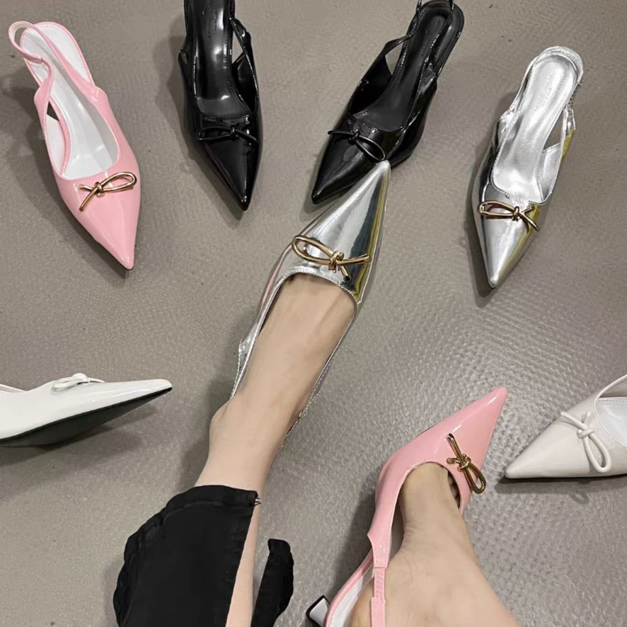 Cihi3/386-超火尖头蝴蝶结细跟气质款包头高跟时尚单鞋