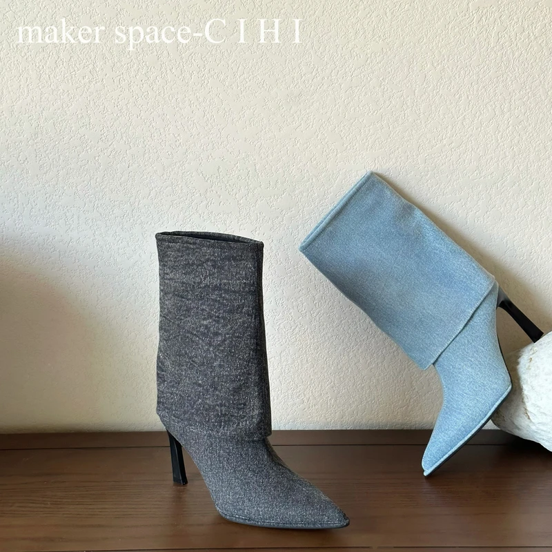 Cihi設計'makerspace'-1-168【巷口】小眾復古西部牛仔尖头高跟靴