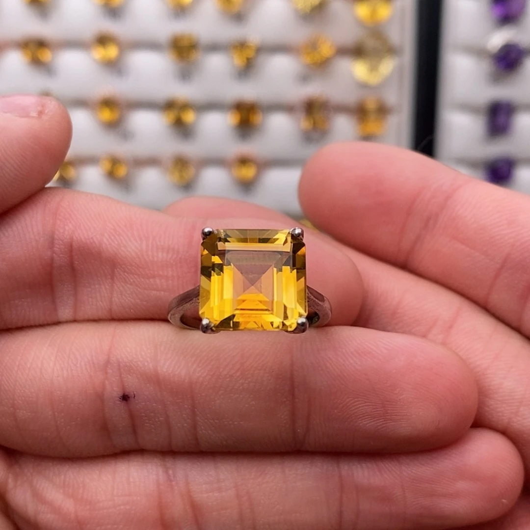 【闪购商品】黄晶纯天然巴西暴力黄假一赔十银S925镶嵌