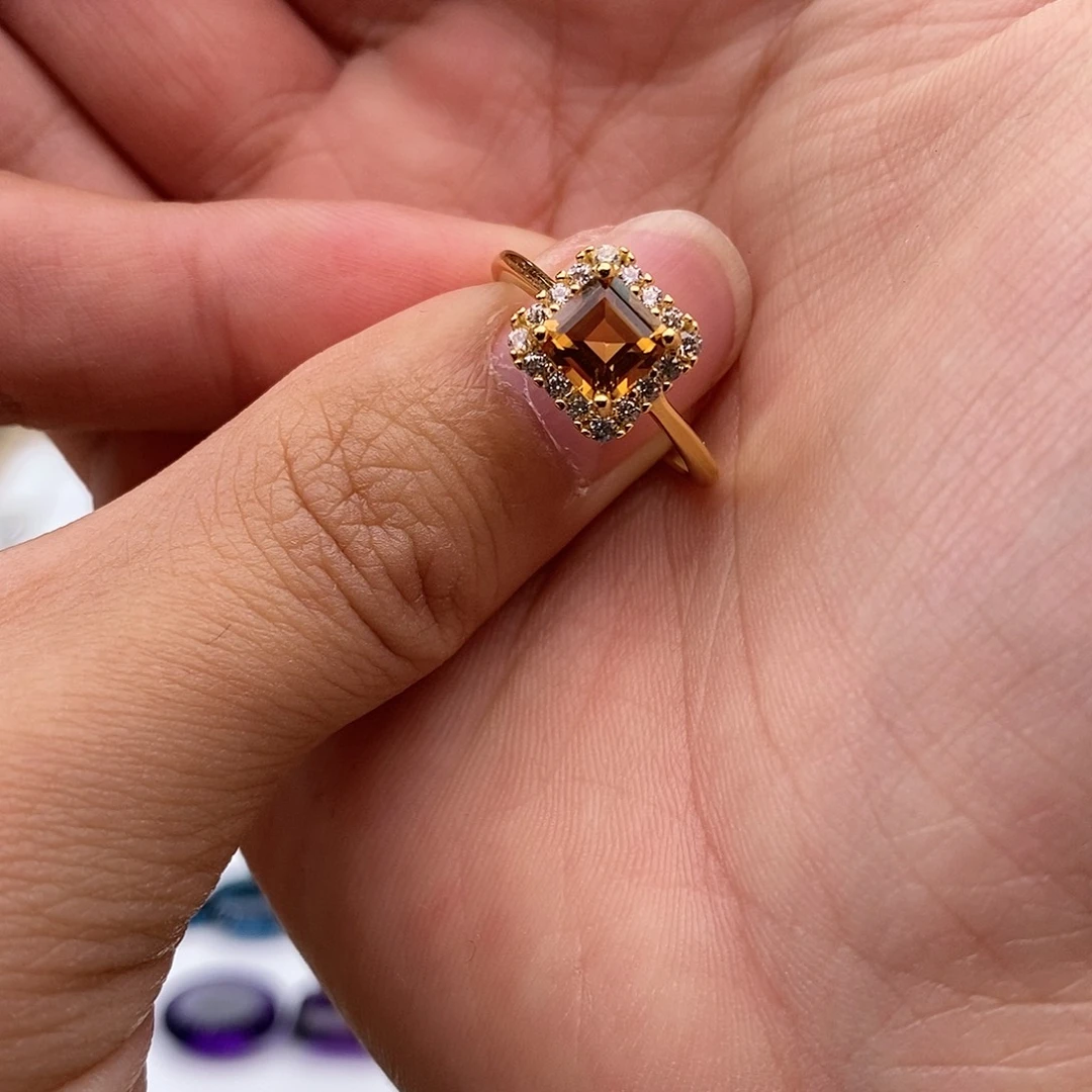 黄晶纯天然无优化黄水晶银S925镶嵌