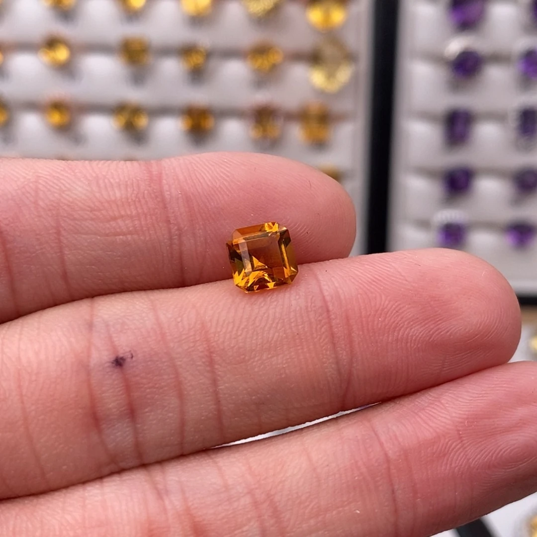【闪购商品】黄晶纯天然黄水晶7mm假一赔十银S925镶嵌嘻****嘎