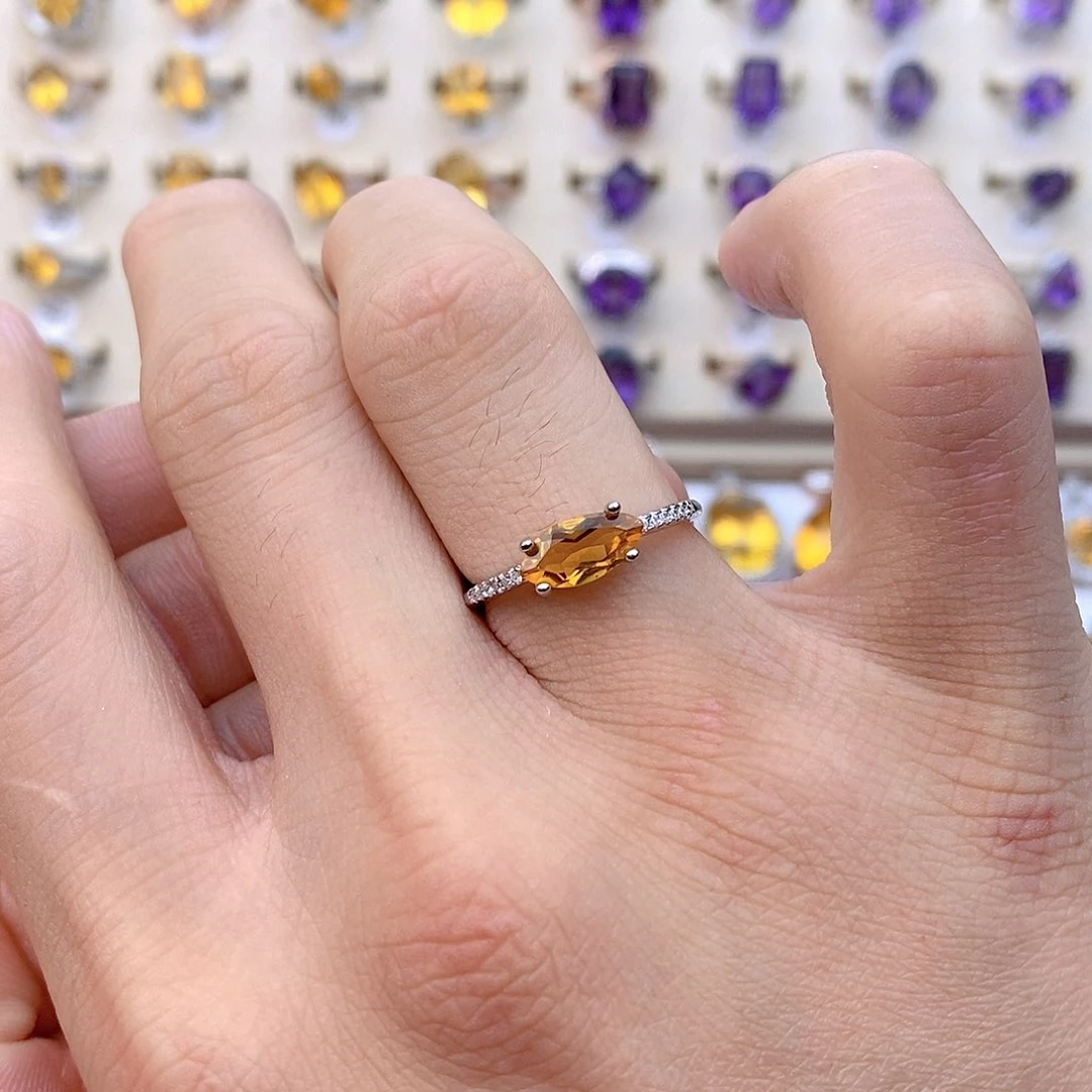 黄晶纯天然黄水晶银S925镶嵌