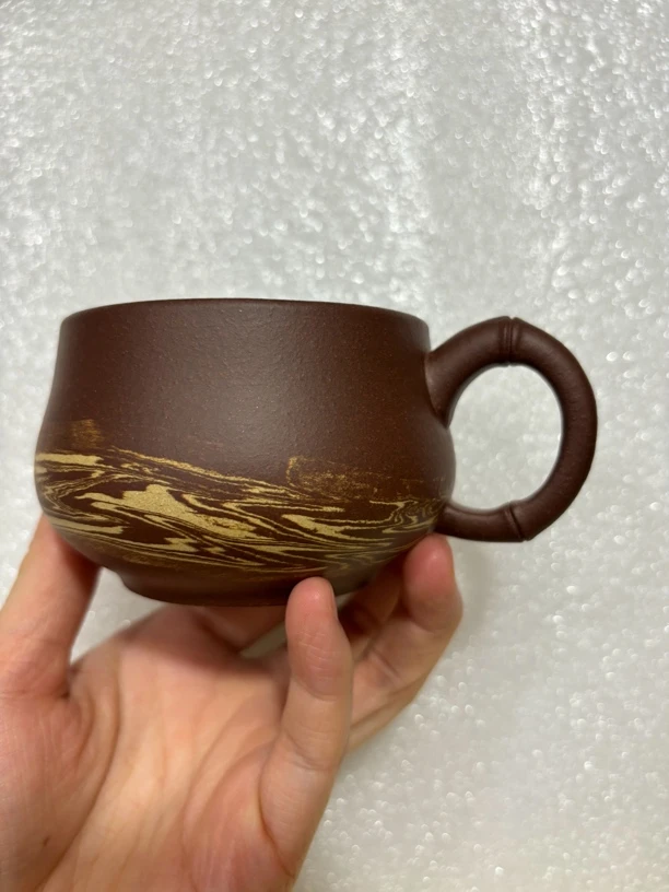 宜兴原矿紫砂绞泥竹节把主人杯（150CC）