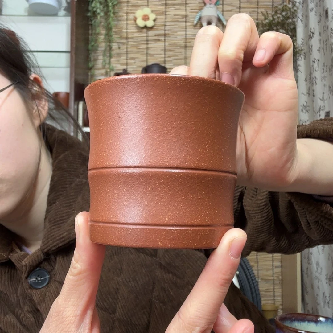 【闪购商品】紫砂茶杯竹节红降坡手拿