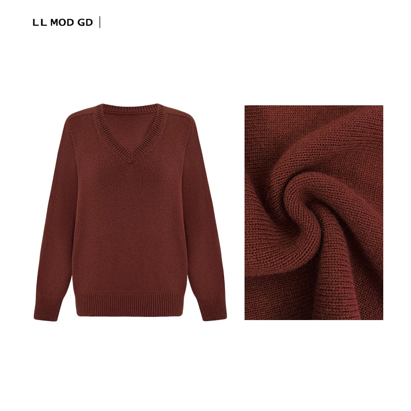 LL MOD GD | 圣诞新款设计时尚高级感羊毛V领长袖毛衣YL-231919