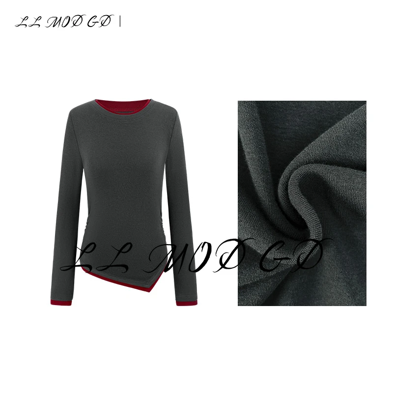 LL MOD GD | 新款设计高级感不规则假两件长袖T恤打底HYL-240368