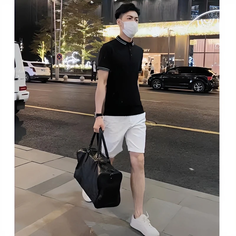 【组合套装】夏季时尚百搭男士翻领短袖polo衫+气质纯色休闲短裤