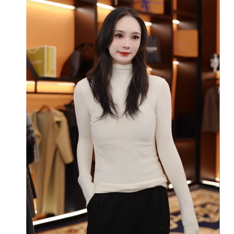 【小野】2025新款女装秋冬高领打底衫纯色紧身上衣长袖百搭瘦身T809