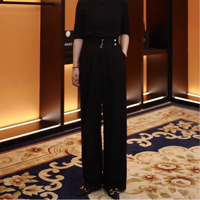 2025新款黑色西装直筒裤小个子高腰西裤K792