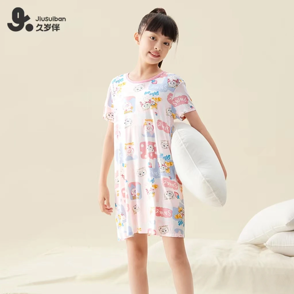 久岁伴女童睡裙童趣系列空调服女孩中大童可爱卡通居家透气411013