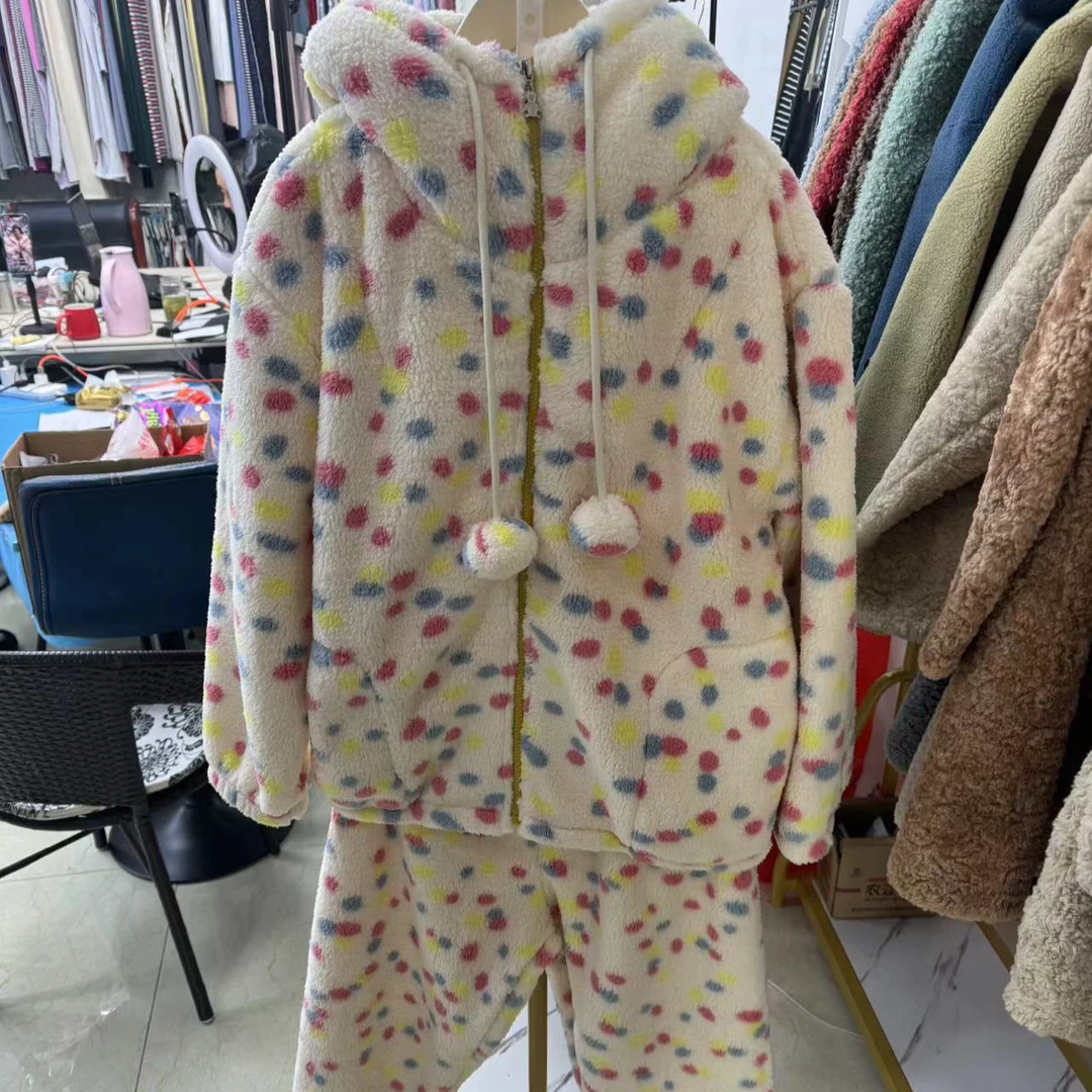 【波点加厚保暖睡衣】家居服套装甜美可爱家居服时尚H386