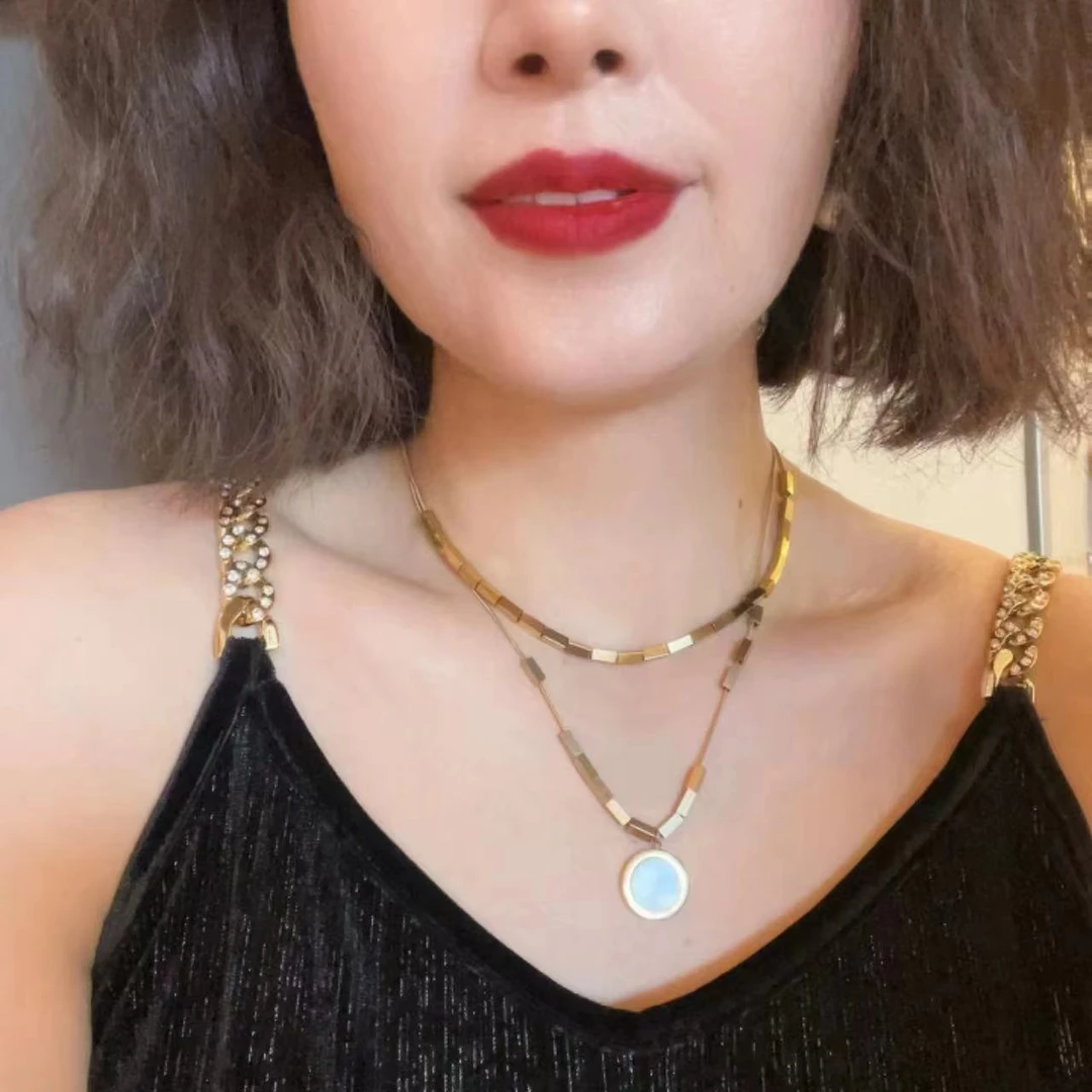 【晶晶宠粉】双面叠戴项链轻奢经典罗马数字锁骨链气质项链女2