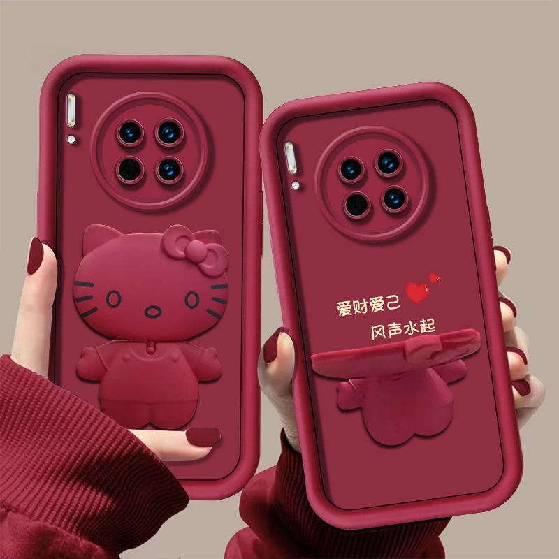 爱财爱己mate30pro/mate30epro手机壳猫咪支架创意可爱卡通防摔女