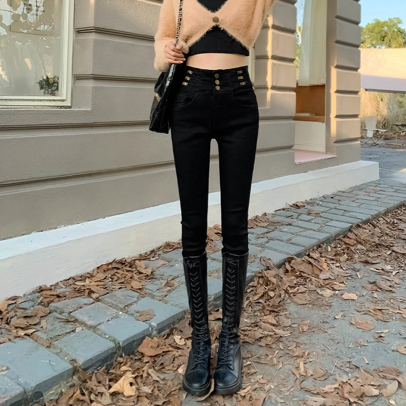 2224#2023新款秋冬季小脚裤外穿百塔气质高腰显瘦