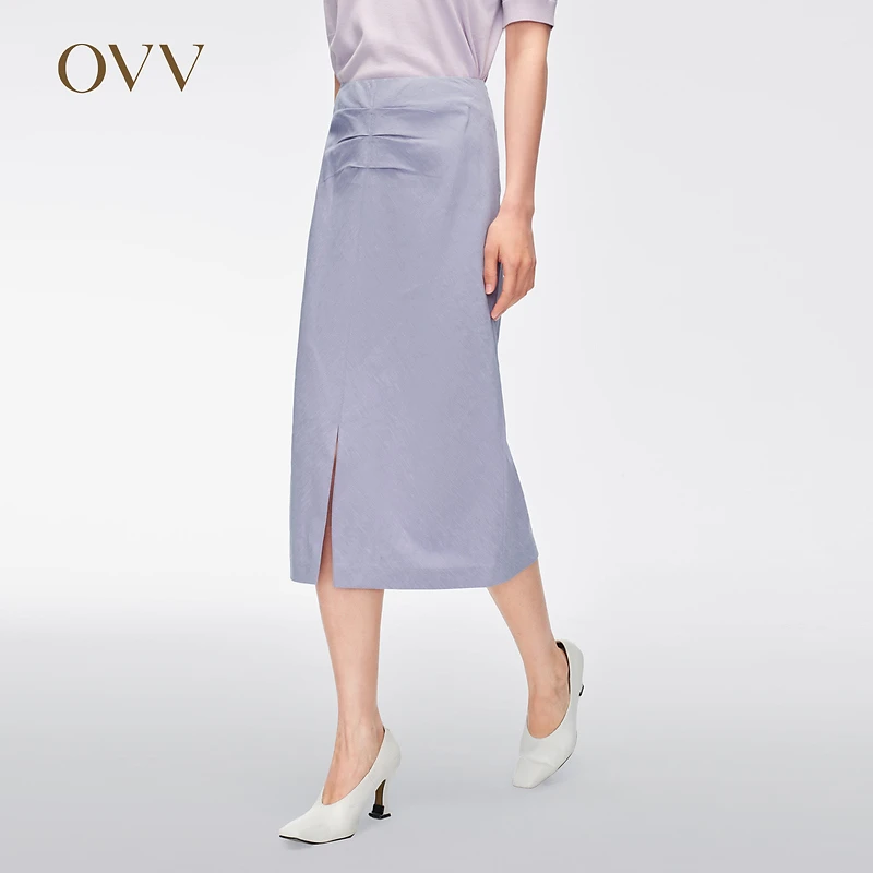 OVV春夏热卖女装弹力面料斜裁休闲直筒半身裙GQDDJ14005A