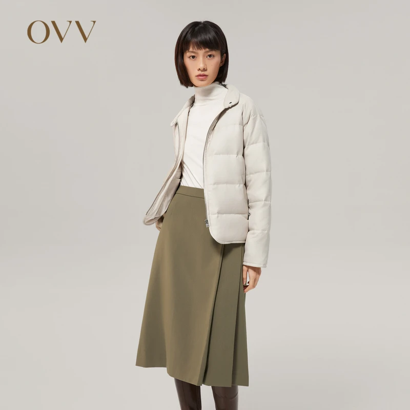 【90鹅绒羽绒服】OVV秋冬热卖立领防风收腰插肩袖羽绒服GWRAJ42110A
