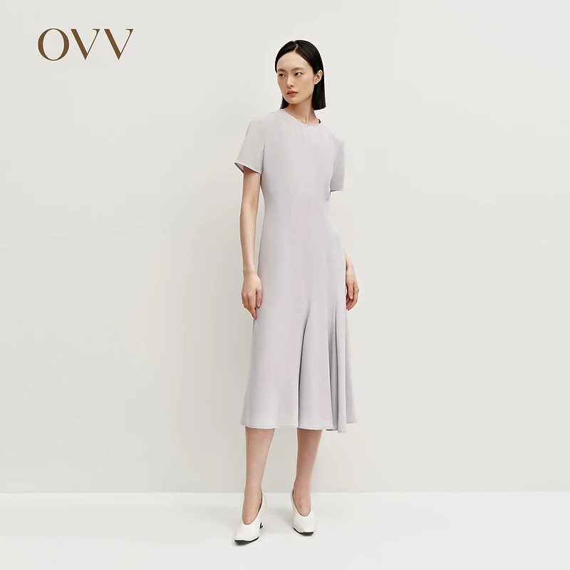 【日本进口三醋酸】OVV秋冬新女装短袖圆领A字连衣裙GQLBJ34101A