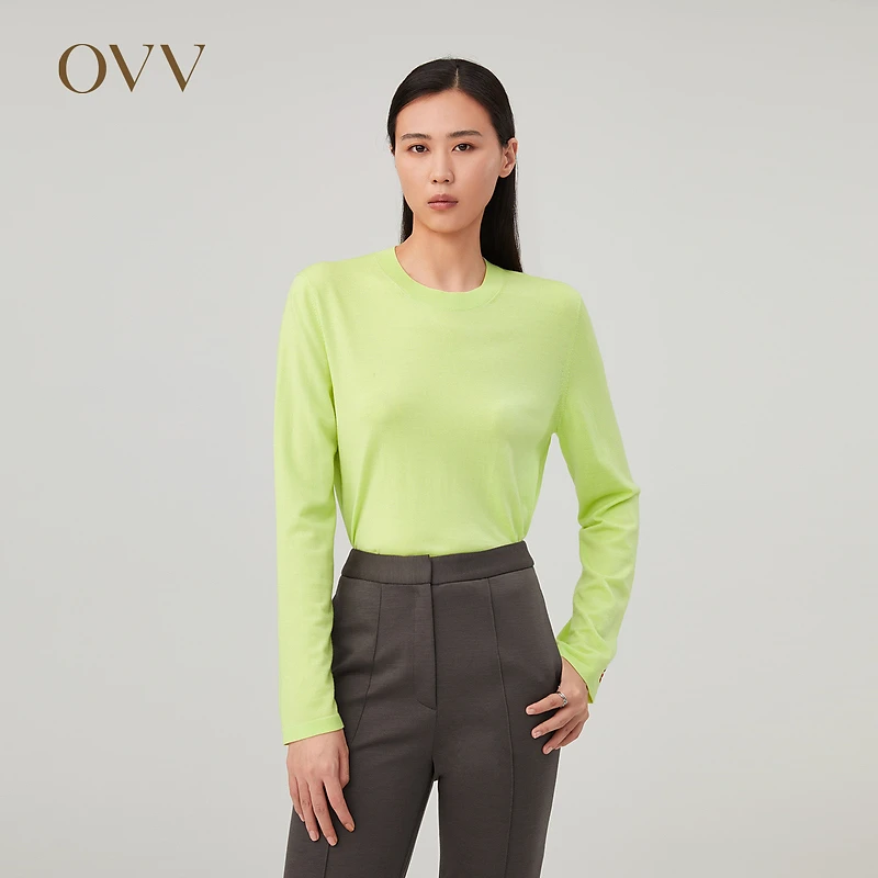 【可机洗黄金羊毛】OVV秋冬新款女装圆领休闲高级感长袖针织衫