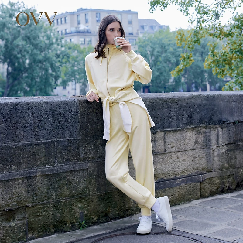 【高级运动系列】OVV秋冬新款女装弹力棉质时髦休闲高能感卫裤