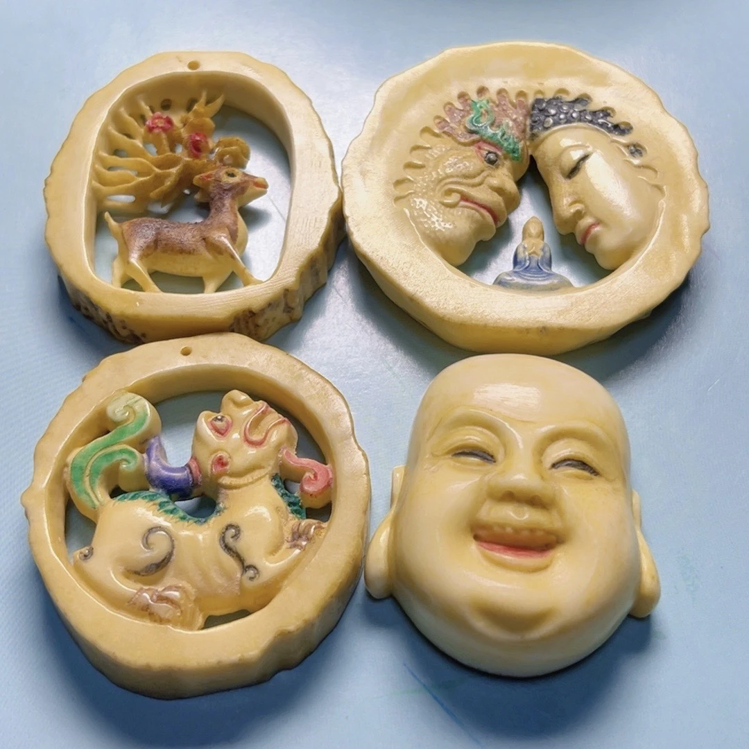 纯天然鹿角根付雕刻吊坠手把件挂件时尚精美百搭经典女士男士