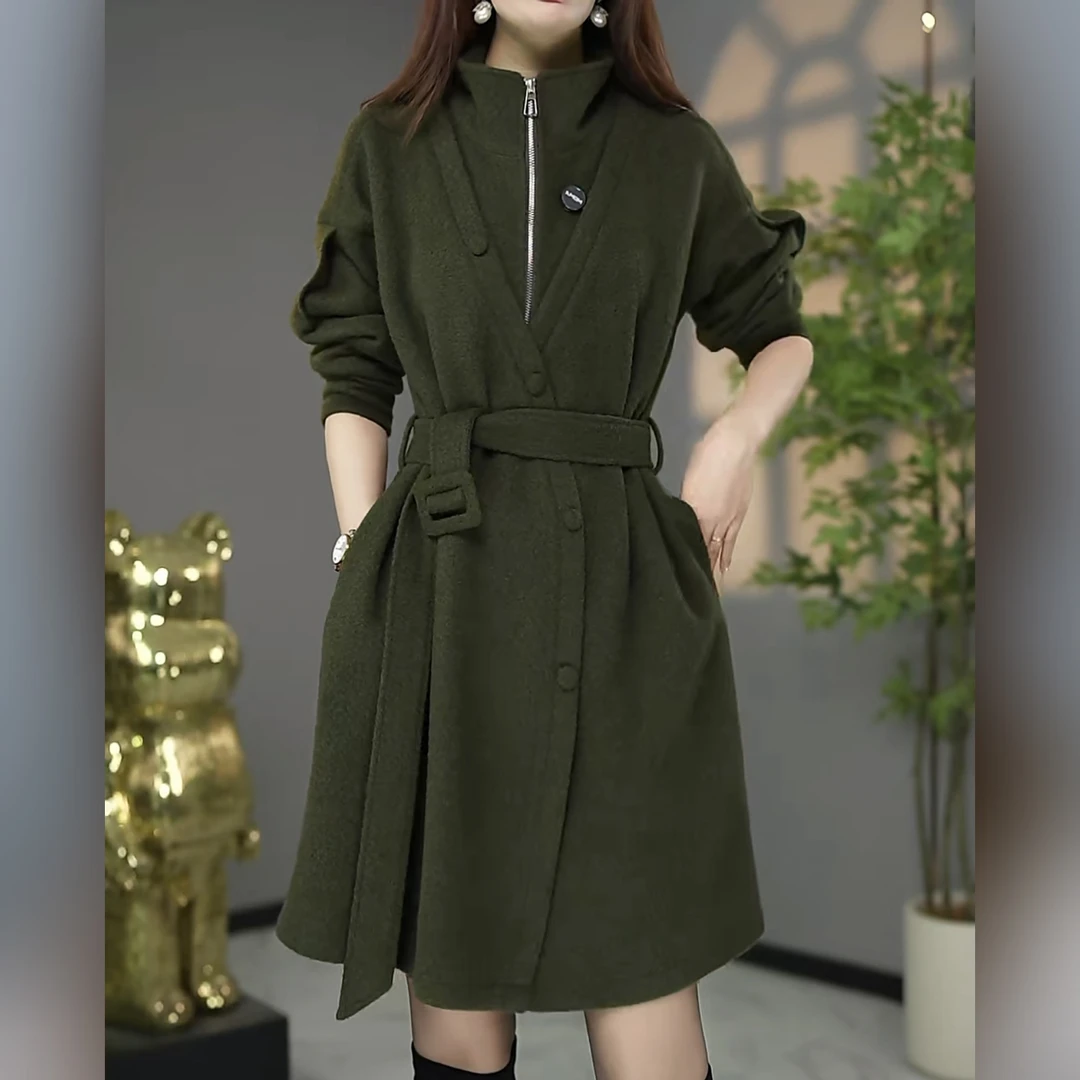 原创设计师款高货冬季欧版洋气加厚保暖宽松显瘦连衣裙大衣打底裙