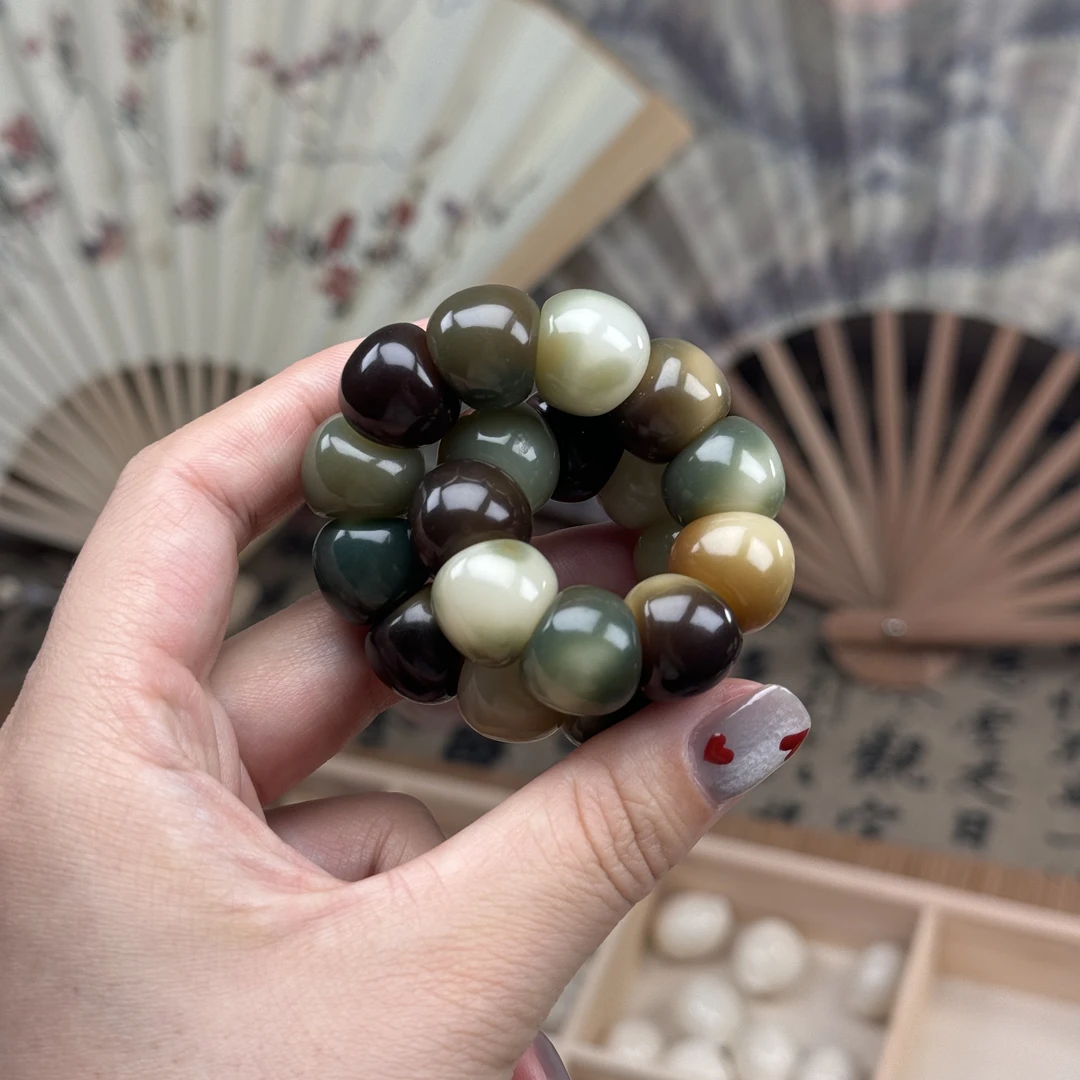 菩提根多宝飘花山竹大肠手串男女文玩盘玩绕指柔胖胖可爱配饰情侣