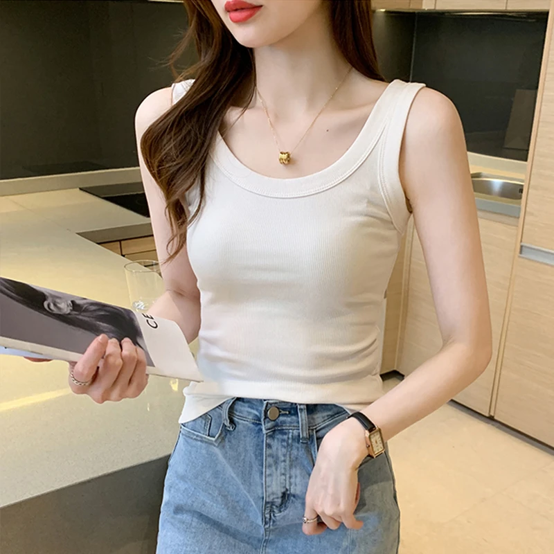【多件优惠】吊带背心网红款2023秋冬白色百搭打底外穿纯色无袖上衣