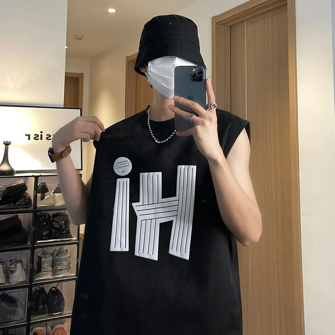 夏季宽松百搭坎肩背心男ins潮牌新款美式无袖t恤男款休闲汗衫上衣