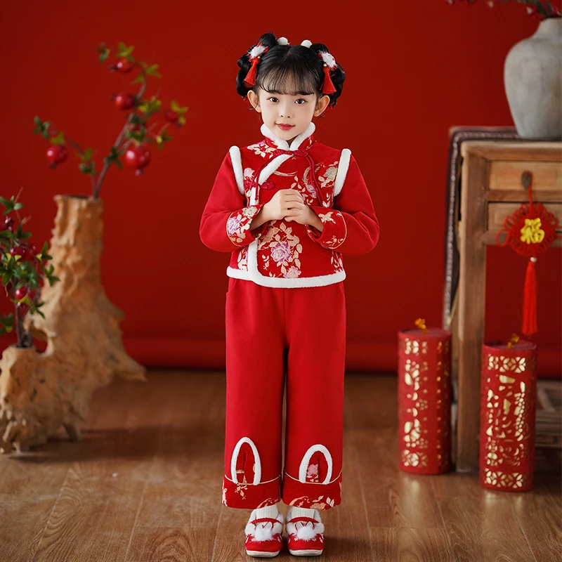 S1125女童旗袍连衣裙秋款长袖古装女孩唐装中国风汉服公主裙子