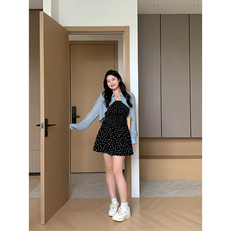 知葵微胖定制【薄如蝉翼】夏日韩系简约百搭感蓝色衬衫12242CS3977