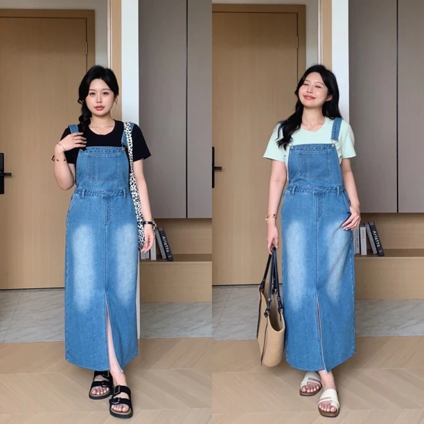 知葵微胖定制【费城春夏】夏季氛围感显瘦牛仔背带连衣裙12242L1329
