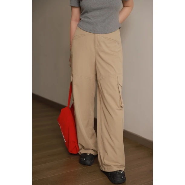 知葵微胖定制【比例分割裤】早秋薄款慵懒显瘦工装裤12242GZK9146