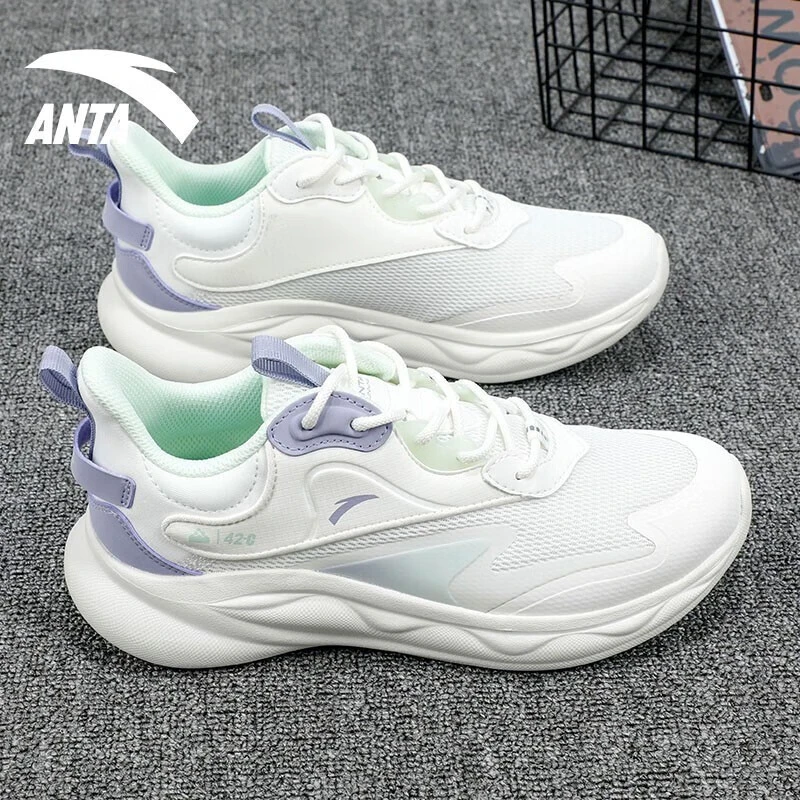 安踏女鞋运动鞋秋季绵绵弹革面拼接舒适缓震跑步跳绳鞋潮流老爹鞋