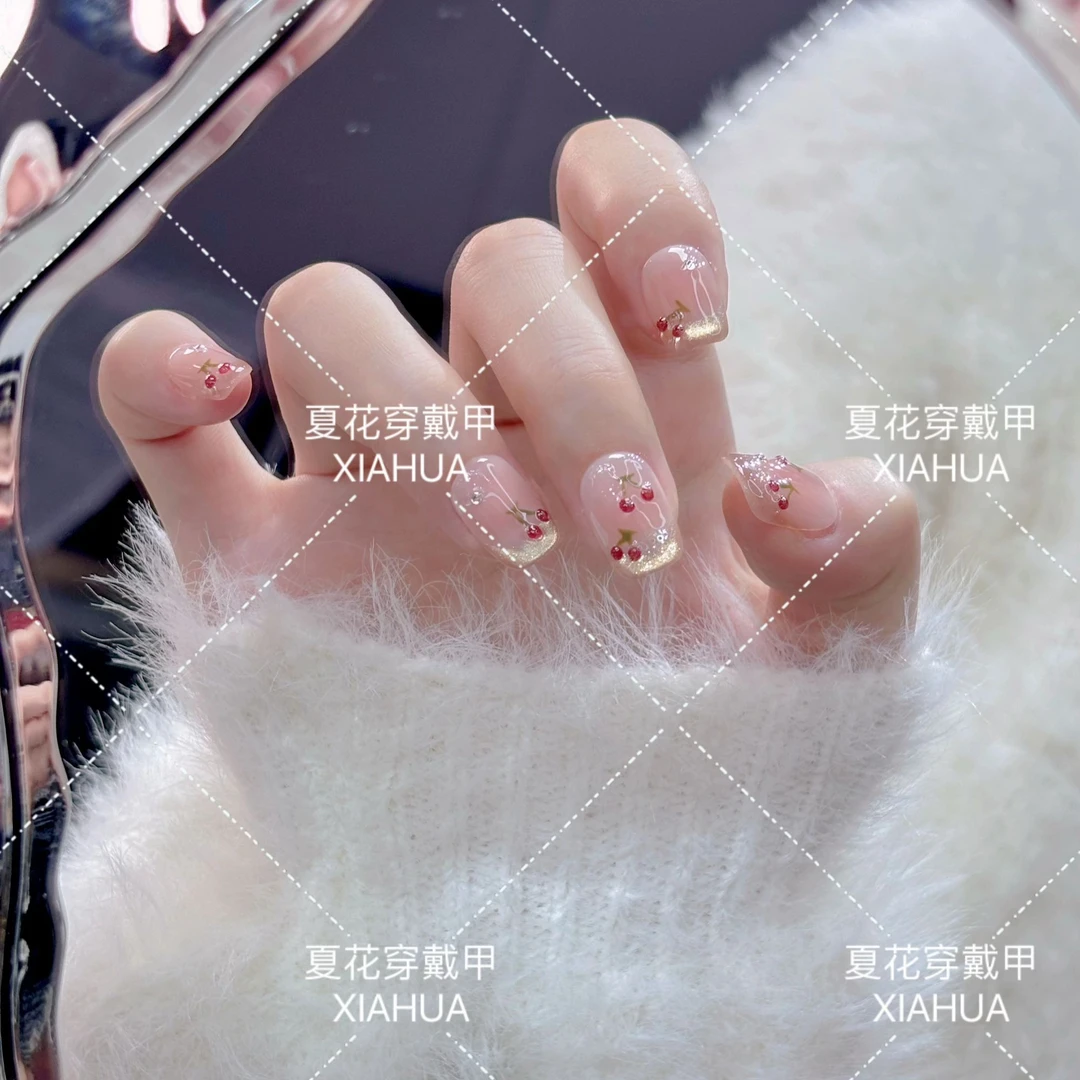 【小樱桃】高品质纯手工穿戴气质美甲穿戴甲轻奢拆卸美甲短10片