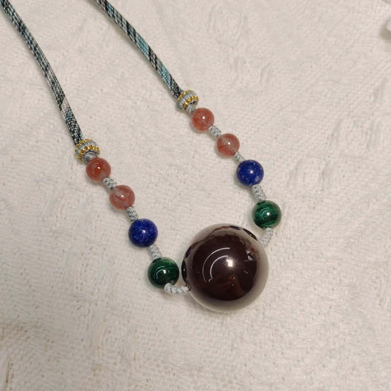 21mm缅珀圆珠DIY民族风多宝项链