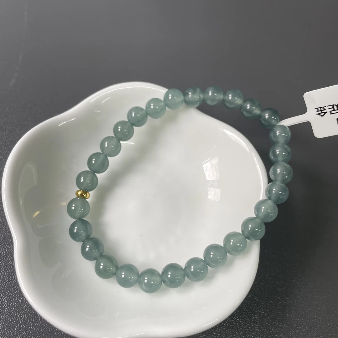 翡翠圆珠约6mm+搭足金配件