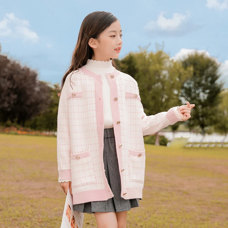 女童毛衣外套2024春秋季新款儿童外衣中大童长款亲子装开衫上衣潮